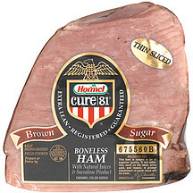 image of Hormel Ham Cure 81 Brown Sugar Boneless W/natural Juices Thin Sliced Quarter