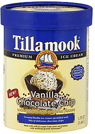 image of Tillamook Premium Vanilla Chocolate Chip Ice Cream (1.75 qt)