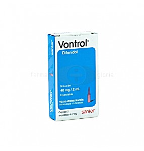 image of Vontrol (diphenidol) 2amp 40MG of 2ML this Product Is Only Available In Mexico