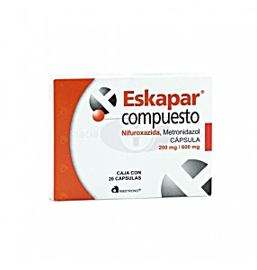 image of Eskapar Compuest0 (nifuroxazida / Metronidazol) 200MG / 600MG 20caps