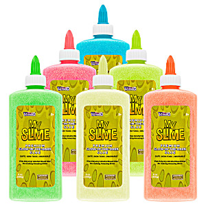 image of My Slime 6 Color Premium Glow-in-the-dark Glue Pack (8oz Bottles) - Kid Safe, Non-toxic, Washable - Superior Formula