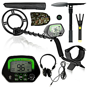 image of Gymax High Accuracy Metal Detector Kit W / Display Waterproof Search Coil Headphone Bag