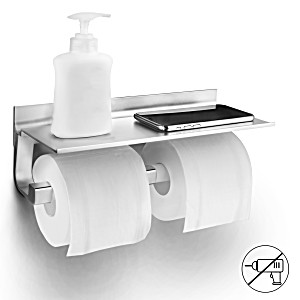 image of Toilet Paper Shelf Toilet Paper Roll Holder Toilet Paper Mount With Bigger Space, 2 Installation Ways, Detachable Rollers