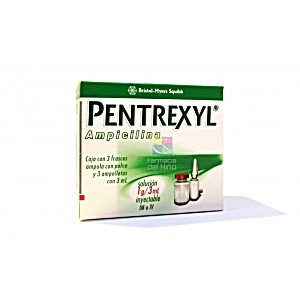 image of Pentrexyl (ampiciline) Inj Sol 1G / 3ML 3 Bottles + 3 Vials this Product Is Only Available In Mexico