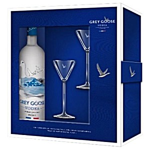 image of Grey Goose Vodka With Martini Glasses Gift Set, 3 PC