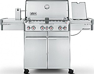 image of Weber Summit S-470 4-burner Natural Gas Infrared Gas Grill With Side Burner and Rotisserie Burner Integrated Smoker Box