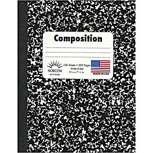 image of Black and White Composition Book, Wide Ruled, 9.75\ X 7.5