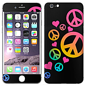 image of Skin Decal For Apple Iphone 6 Plus - Colorful Peace On Black Decal, Not a Case