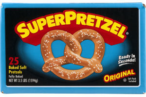 image of Superpretzel Original Fully Baked Soft Pretzels - 25 CT