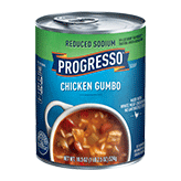 image of Progresso 50% Less Sodium Chicken Gumbo Soup (18.5 Oz.)