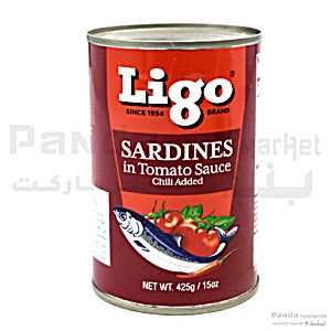 image of Ligo Sardines Tomato Sauce Green + Chilli Red 425G (1+1) Offer