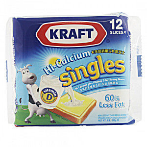 image of Kraft Singles 60% Less Fat 12 Slices 250G