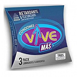 Condones Vive Mas Texturizados, 3 Condones Texturizados Con