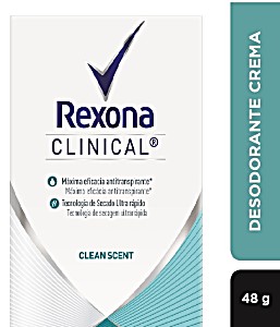 DESODORANTE ANTITRANSPIRANTE CREME REXONA WOMEN CLINICAL CLEAN FRESH 48G -  GTIN/EAN/UPC 10079400110692 - Cadastro de Produto com Tributação e NCM -  Cosmos