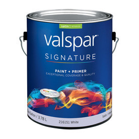 image of Valspar Signature Signature 128-fl Oz Interior Satin White Latex-base Paint And Primer In One With Mildew-resistant Finish