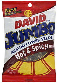 image of David Sunflower Seeds Roasted & Salted, Jumbo, Hot & Spicy Flavor