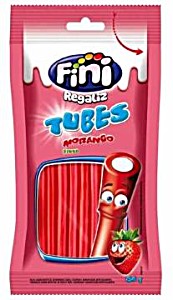 image of Fini Regaliz Tubes Morango 80GR CX / 12