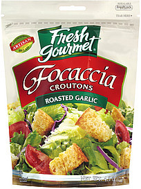 image of Fresh Gourmet Focaccia Croutons Roasted Garlic