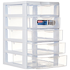 image of Sterilite Small 5 Drawer Unit- White, Set Of